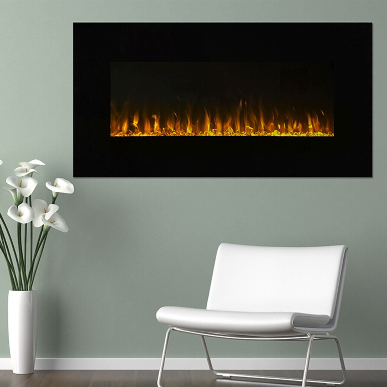 Northwest 36 Inch Led Electric Fireplace Remote Black Glass Model 80-2000A-36